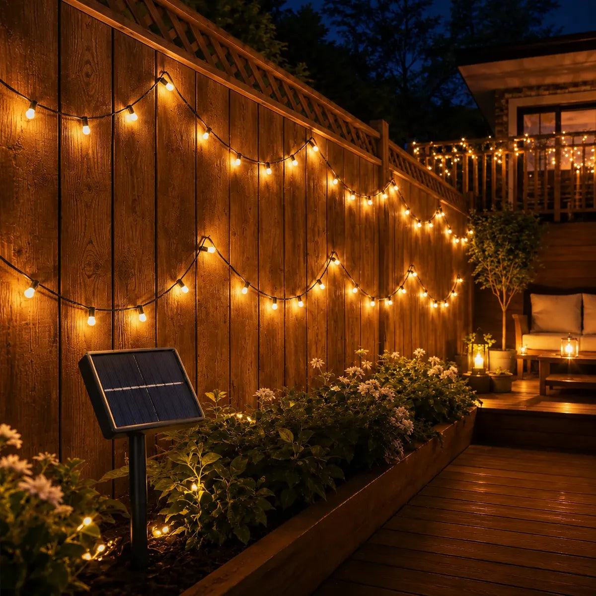 Guirnalda Solar LED 30 m con 200 Luces Cálidas Exterior