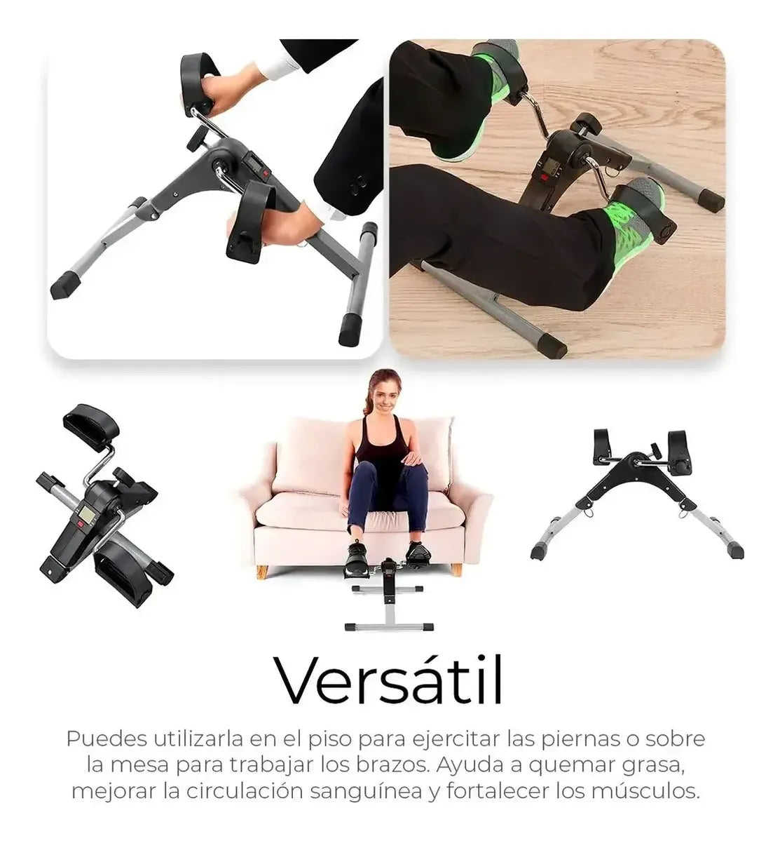 Pedalera de Ejercicio Plegable con Monitor LCD para Casa y Oficina