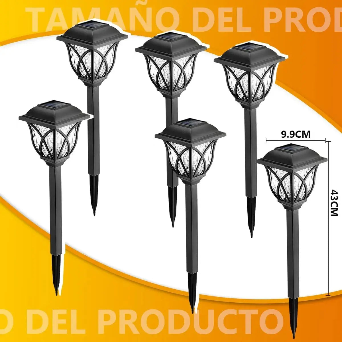 Pack 6 Faroles Solares LED de Estaca 6000K para Jardín y Sendero