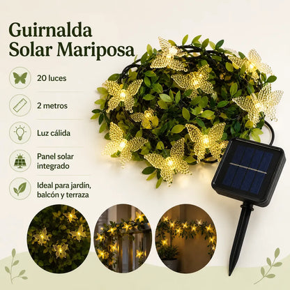Guirnalda Solar LED de Mariposas 2m para Navidad y Decoración Navideña