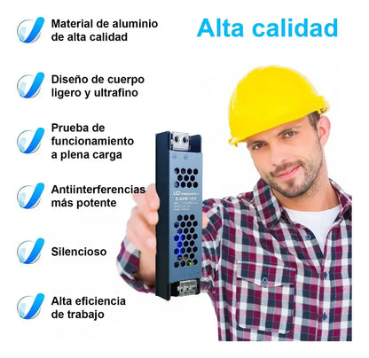 Fuente de Poder Slim 12V 5A 60W para Tiras LED Interior