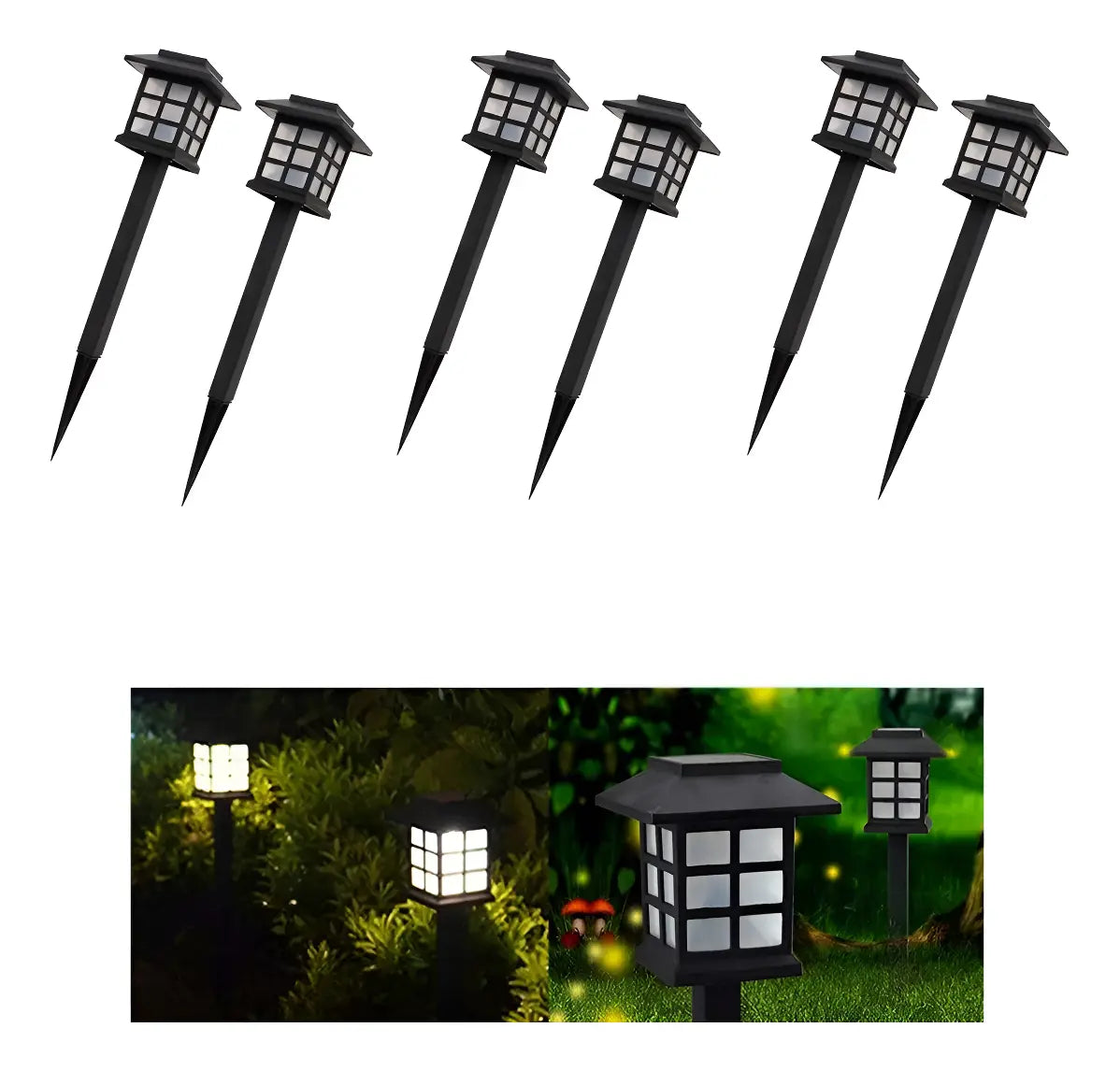 Pack 6 Lámparas Solares Farol Led Estaca Para Jardín Patio