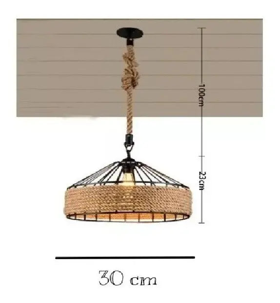 Lámpara colgante de ratán 30 cm para mesa de comedor y cocina