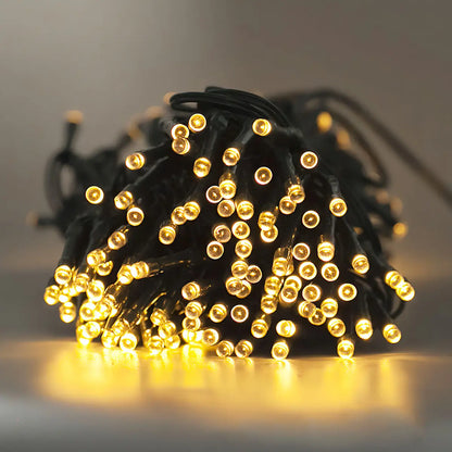 Pack X2 Luces Guirnaldas Solares Navidad 100 Led 10 Metros Luces Amarillo