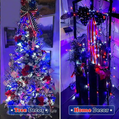 Guirnalda de Luces Solares LED RWB | Decoración Exterior IP65 para Fiestas y Jardines