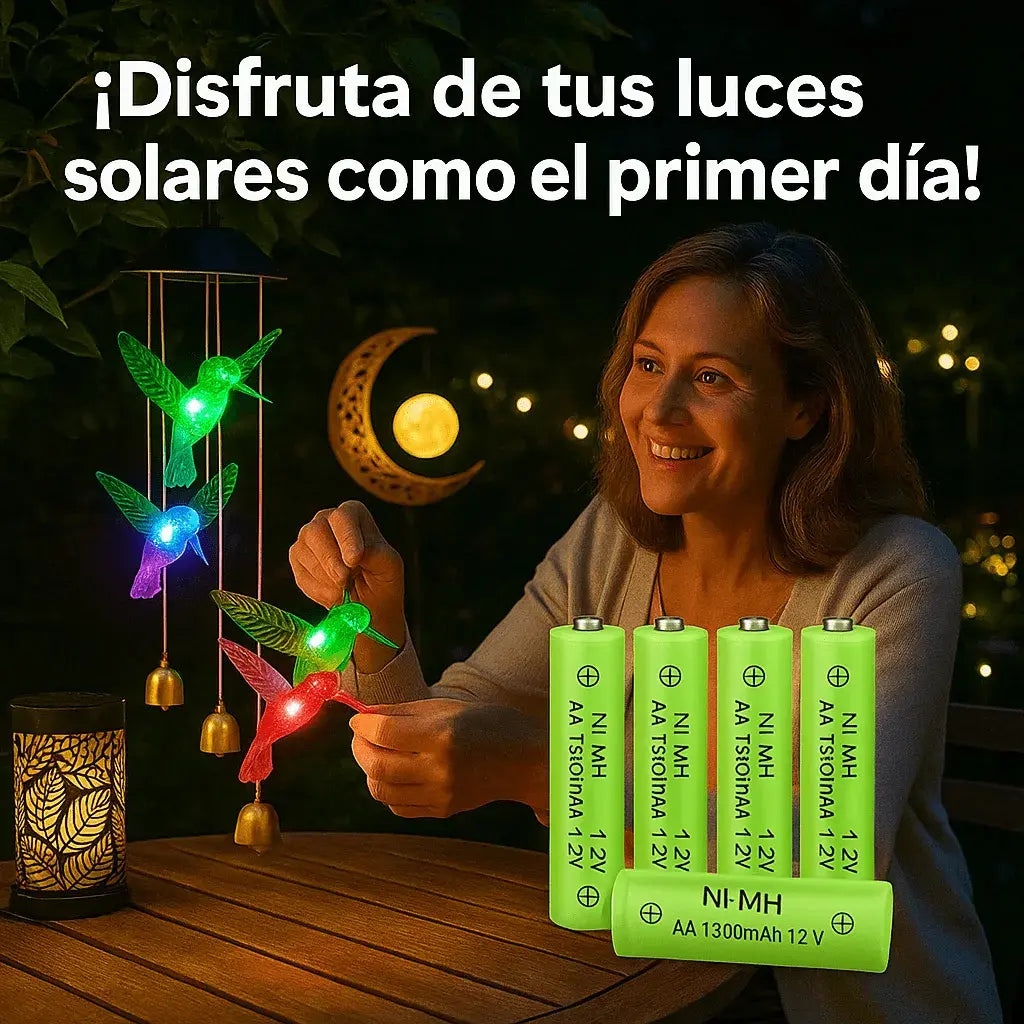 Pack 6 Pilas Aa Recargables Solares 1.2v 1500mah
