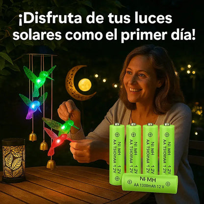 Pack 6 Pilas Aa Recargables Solares 1.2v 1500mah