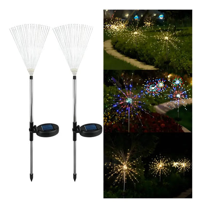 Pack 6 Luces Solares LED Fuego Artificial para Jardín y Navidad