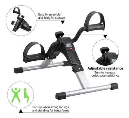 Pedalera de Ejercicio Plegable con Monitor LCD para Casa y Oficina
