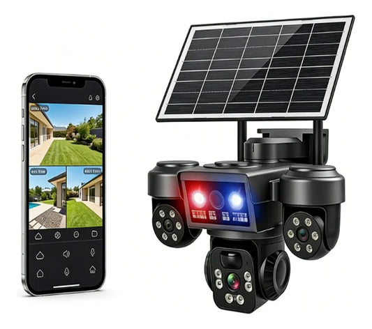 Solar 4G PTZ Security Camera with Triple Lens, Color Night Vision and Outdoor Alarm