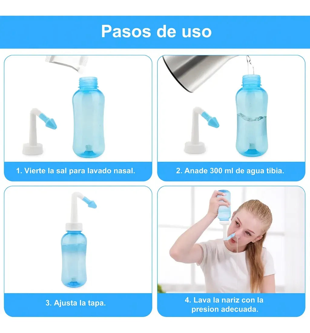 Irrigador Limpiador Nasal Rinitis 300ml Adultos Y Niños