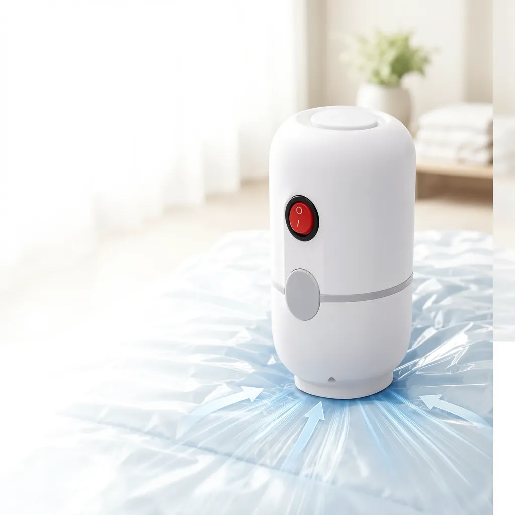 Bomba Eléctrica de Vacío 55W con Bolsas de Compresión 70 x 50 cm para Ropa, Closet y Viaje