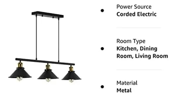 Lámpara decorativa negra de metal para interiores modernos
