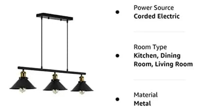 Lámpara decorativa negra de metal para interiores modernos