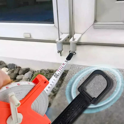 Huincha Métrica de Rollo Abierto 50 m con Manivela para Obras y Terreno
