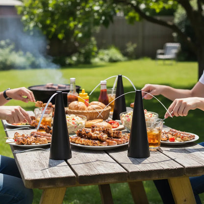 Ventilador Repelente de Moscas Negro para Mesa sin Químicos, Portátil para Terraza, Quincho y Camping