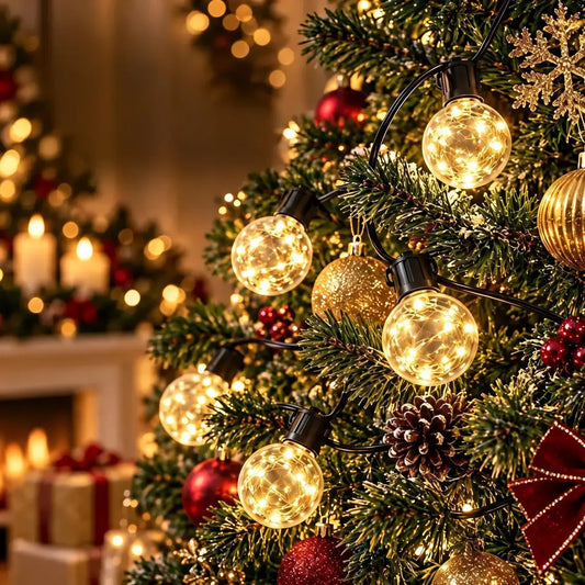 Guirnalda vintage de Navidad 3,6 m con 10 focos LED