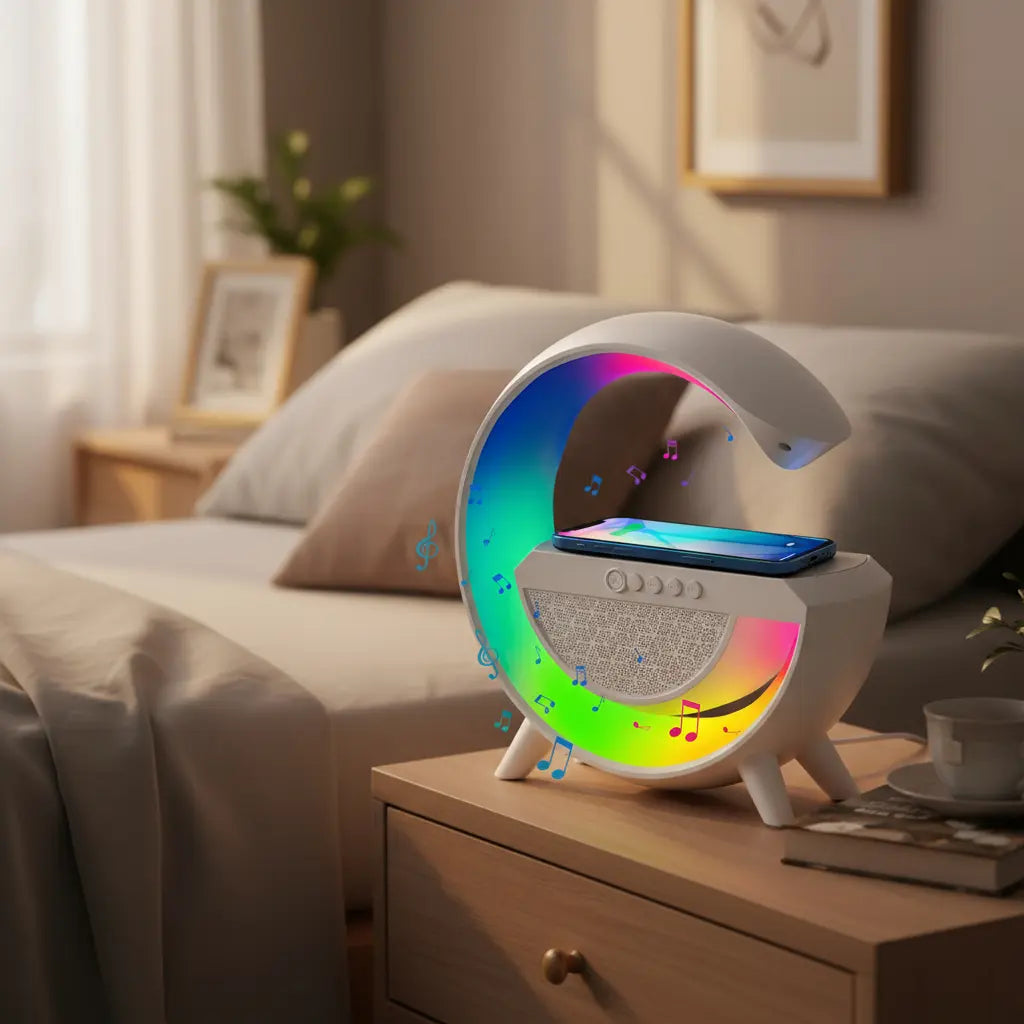 Lámpara De Mesa Con Altavoz Bluetooth Luz Inteligente Color