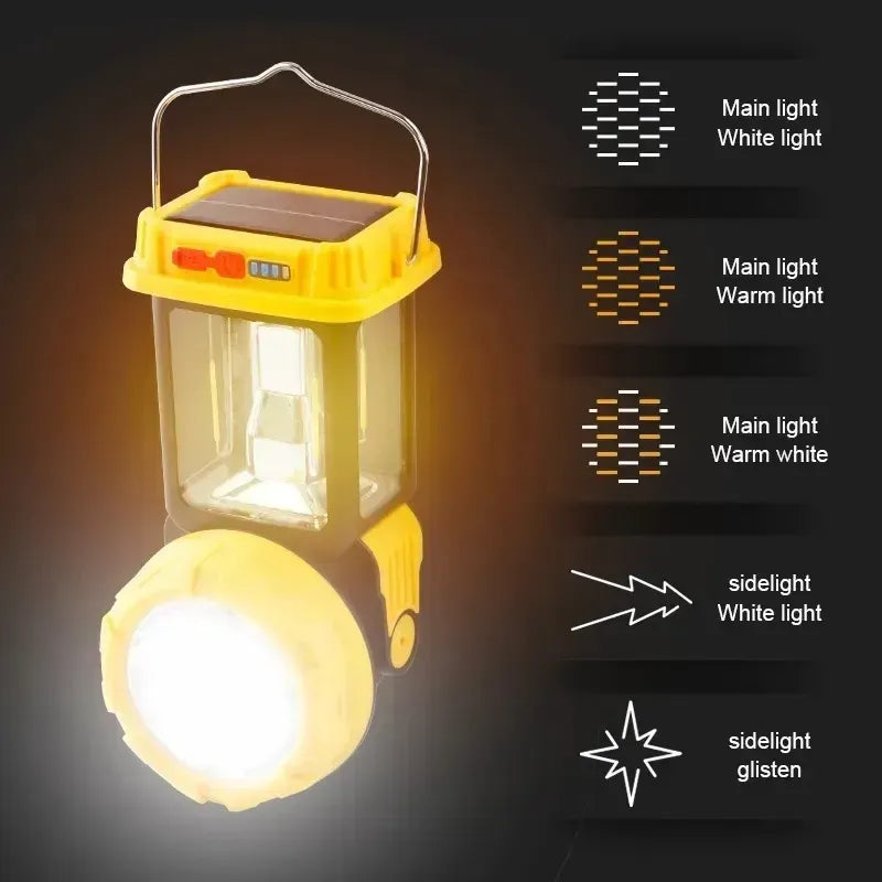 Linterna Farol LED Recargable 2 en 1 USB-C 480 lm con Panel Solar