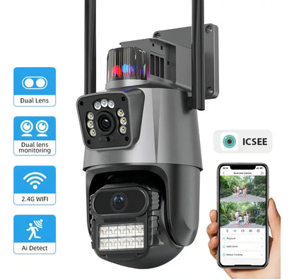 Cámara domo Wi-Fi de doble lente Full HD con seguimiento