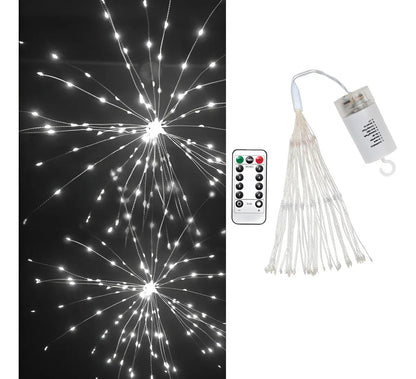 Luz LED efecto fuego artificial blanca con control remoto y caja para pilas