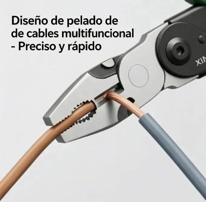 Alicate multifuncional pelando cables eléctricos