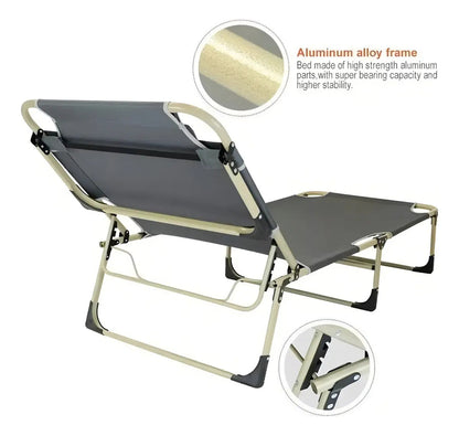 Catre Plegable Portátil Gris para Playa, Piscina y Camping con Soporte de 100 kg