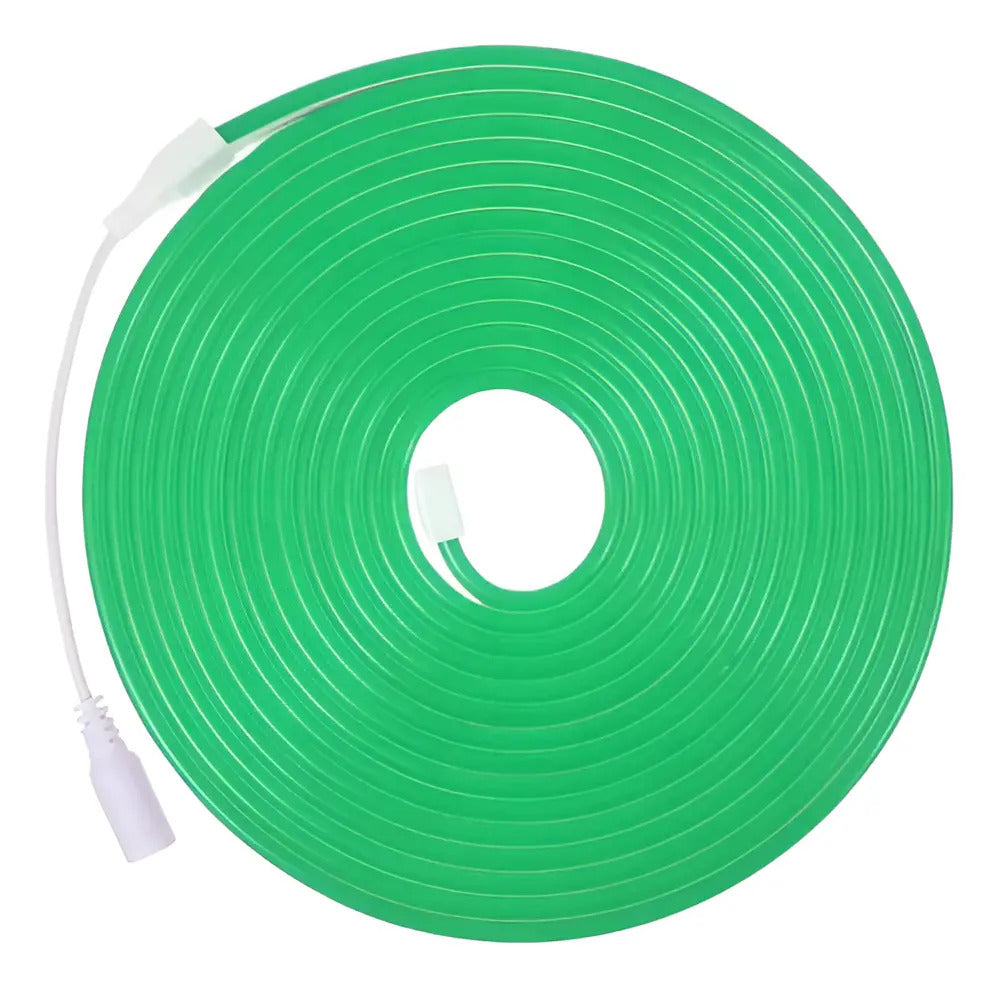 Cinta neón LED verde enrollada para decorar espacios interiores