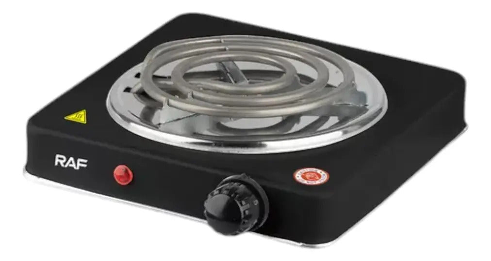Cocina eléctrica compacta negra con luz indicadora frontal