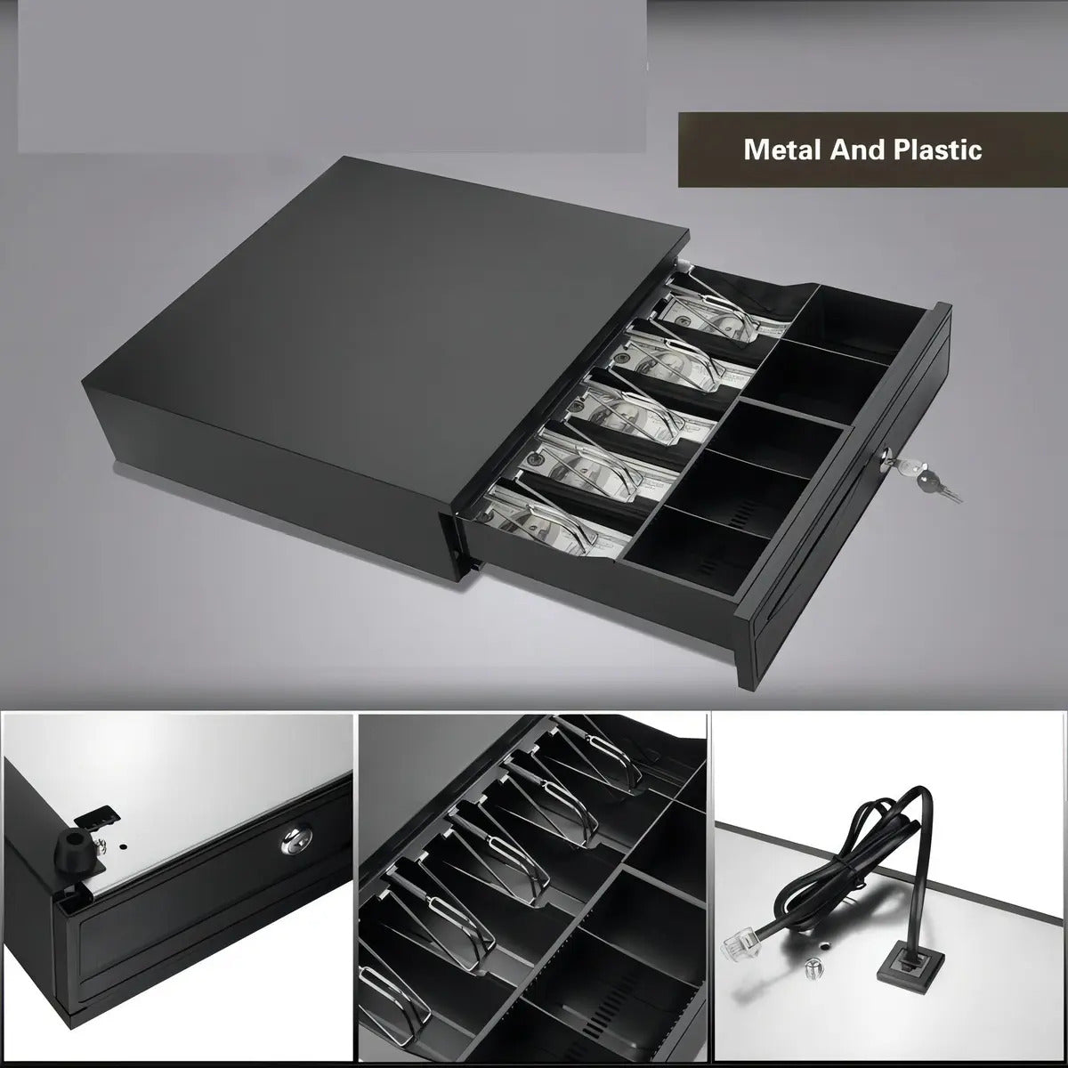 Caja De Dinero Electrónica Con Llave Y Gavetas