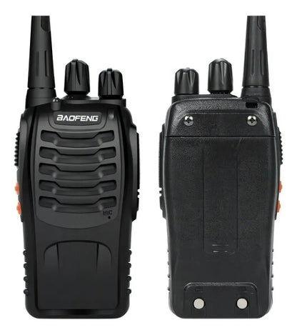 Radio Baofeng BF-888S negro visto de frente y por detrás
