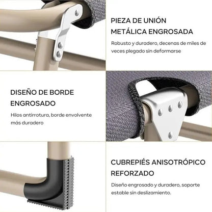 Catre Plegable Portátil Gris para Playa, Piscina y Camping con Soporte de 100 kg