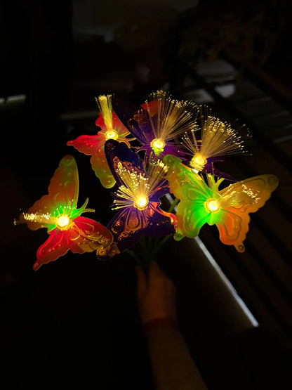 Pack 2 Estacas Solares Mariposa 6 Led Luz Cálida Exterior