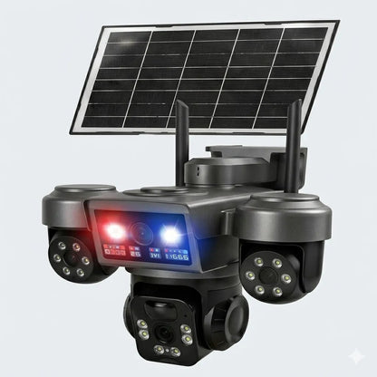 Solar 4G PTZ Security Camera with Triple Lens, Color Night Vision and Outdoor Alarm