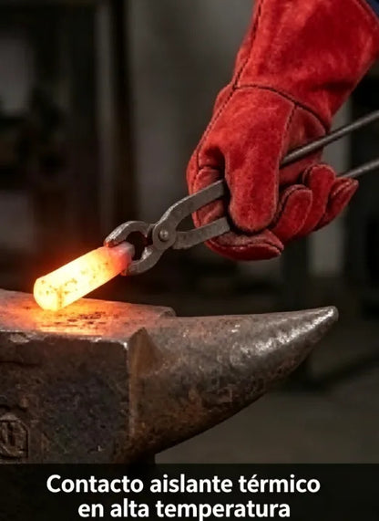 Guantes De Seguridad Soldador Cuero Rojo Mosquetero