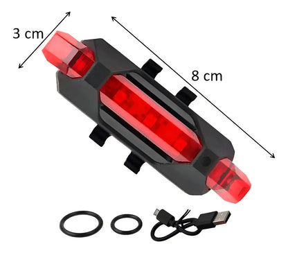 Luz para bicicleta de 8 cm con bandas elásticas y cable USB