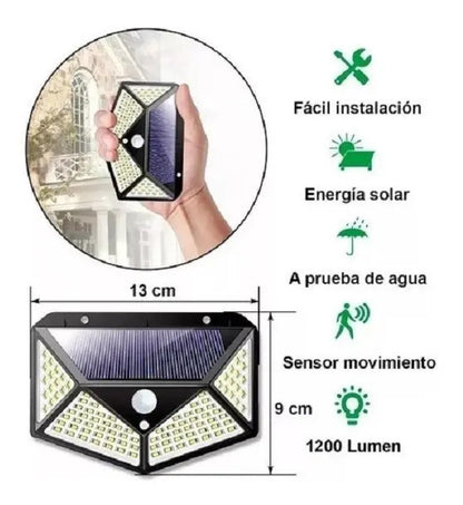Pack 4 Lámparas Solares 100 Led Con Sensor Exterior