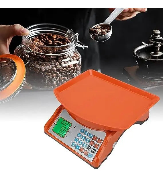 Balanza digital comercial utilizada para pesar granos de café