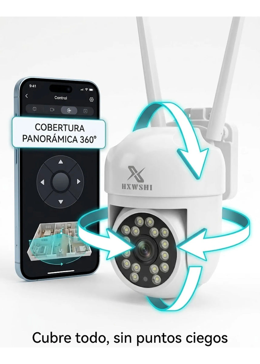 Cámara de seguridad wifi exterior 360° IP66 4MP aplicación Yoose