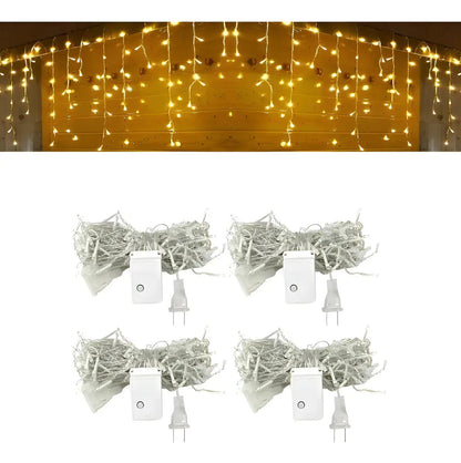 Pack 4 Cortinas LED Cascada 3m Luz Amarilla para Decoración