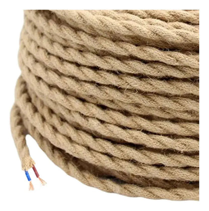Detalle del trenzado y conductores del cable eléctrico de yute