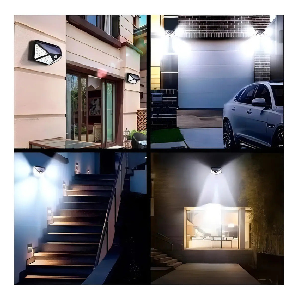 Pack 4 Lámparas Solares 100 Led Con Sensor Exterior
