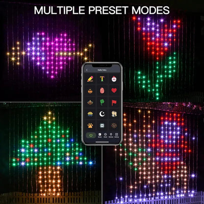 Modos de escena navideños de cortina LED RGB Hello Fairy