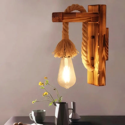 Lámpara Pared De Madera Americana Para Hoga