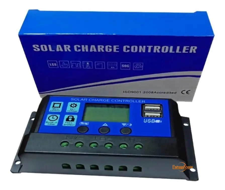 Regulador De Carga Solar 12v 24v 10a Digital 2 Usb