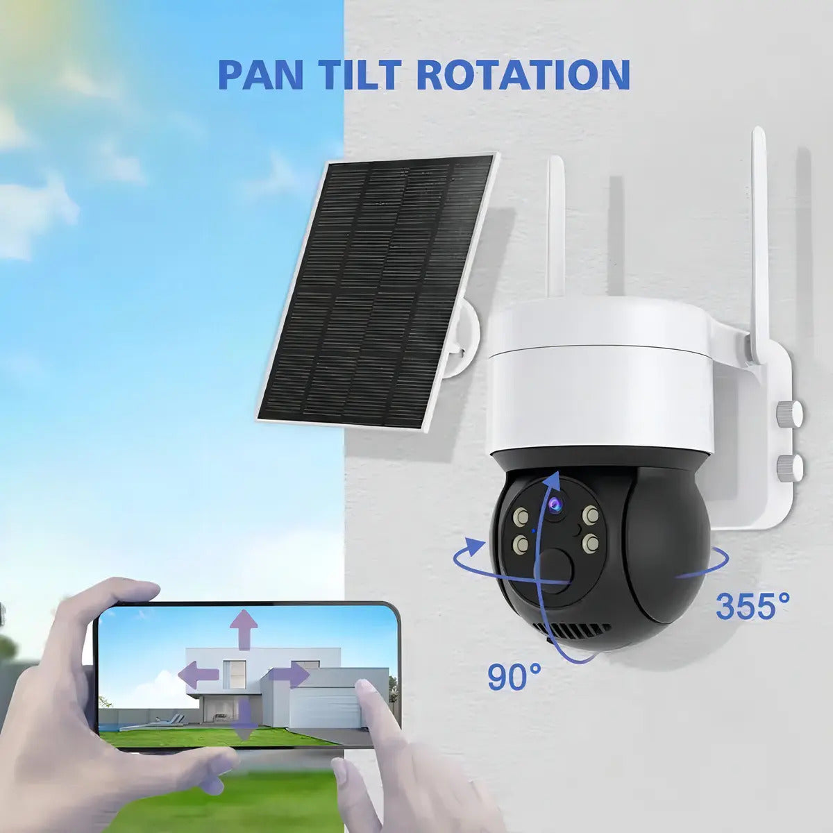 Cámara solar exterior IP 1080 inalámbrica 360 a color