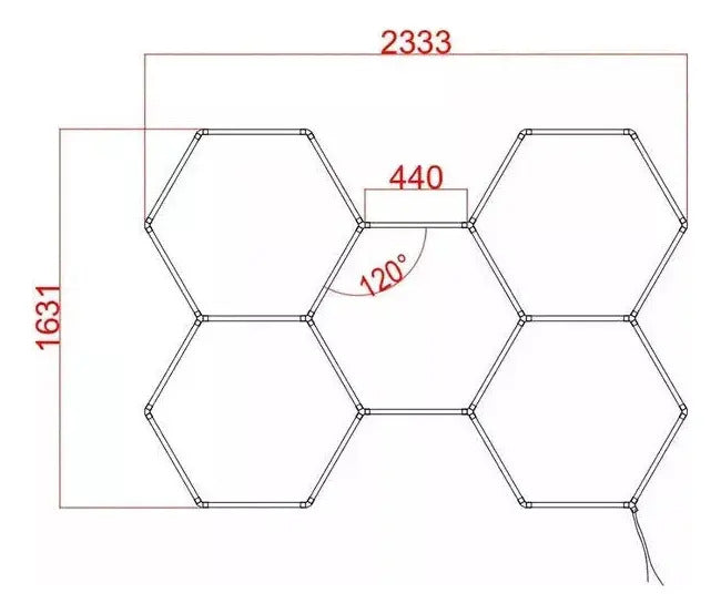 Luz LED Hexagonal Modular 192W 6500K para Techo, Talleres y Barberías