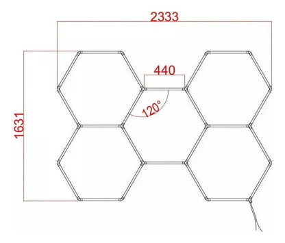 Luz LED Hexagonal Modular 192W 6500K para Techo, Talleres y Barberías