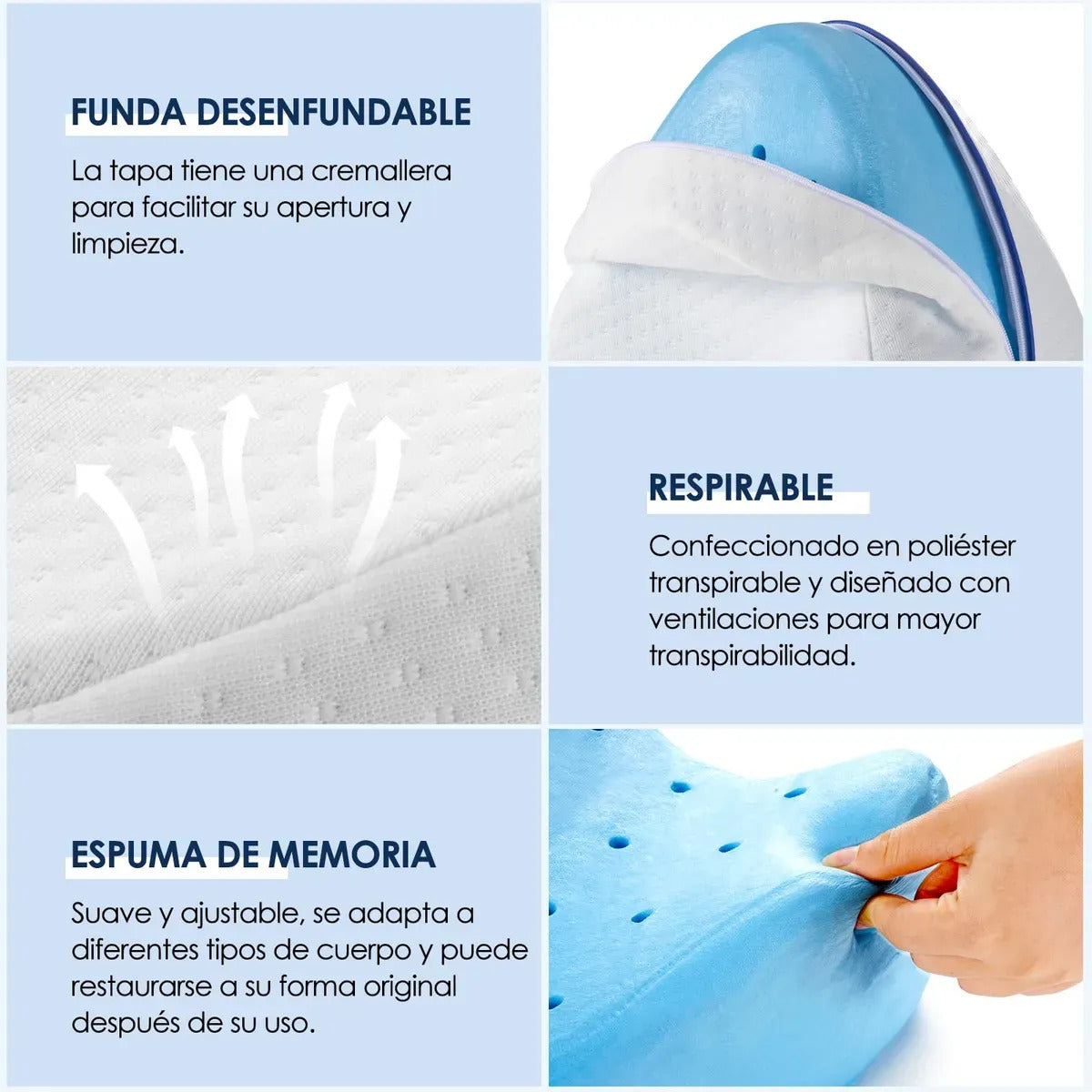 Cojín ergonómico viscoelástico para soporte lumbar y ciática