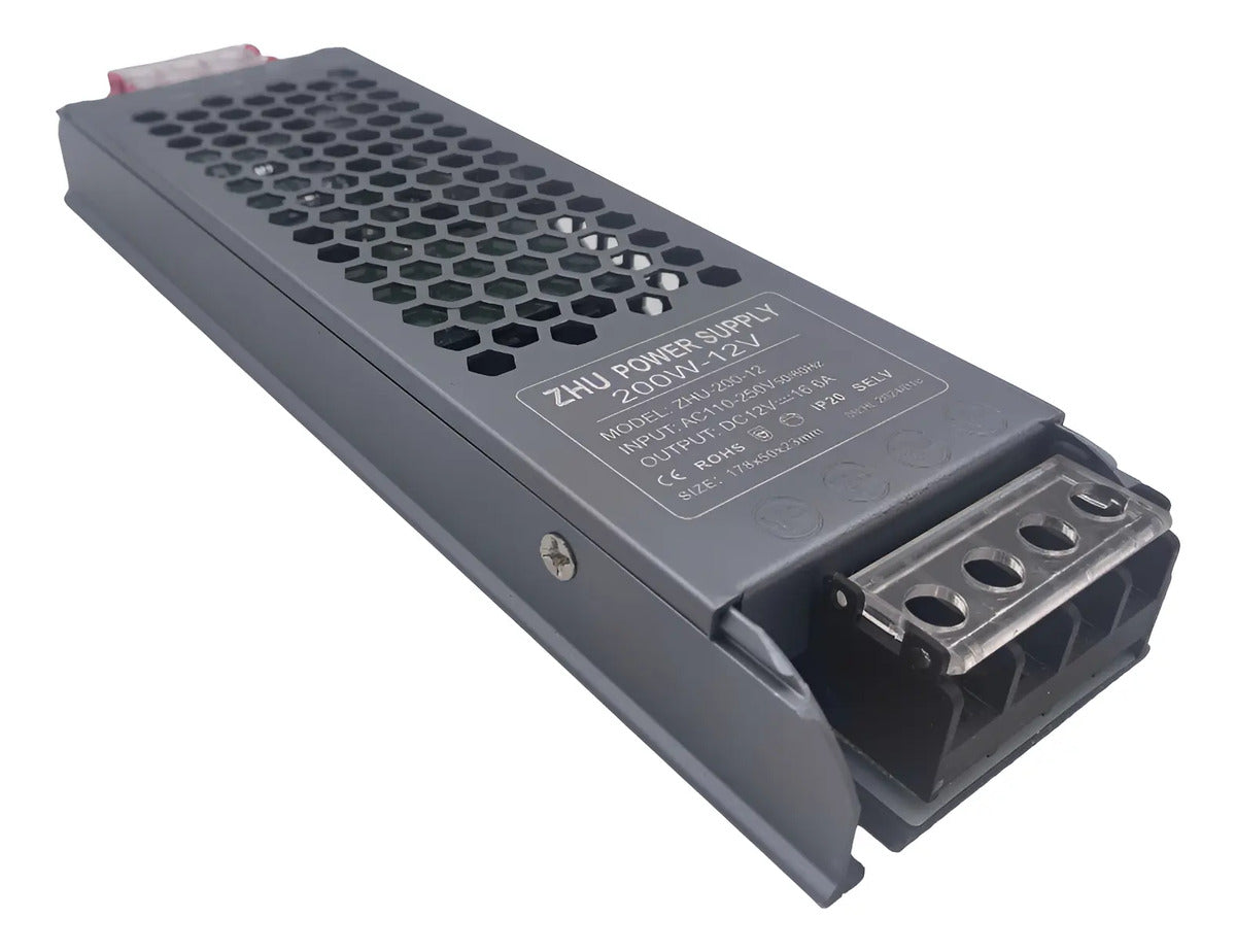 Fuente de poder 12V 200W compacta con carcasa ventilada